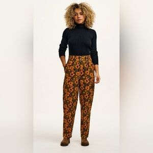 Lucy & Yak Addison - Cotton Jeans in Orange Fleurs Print